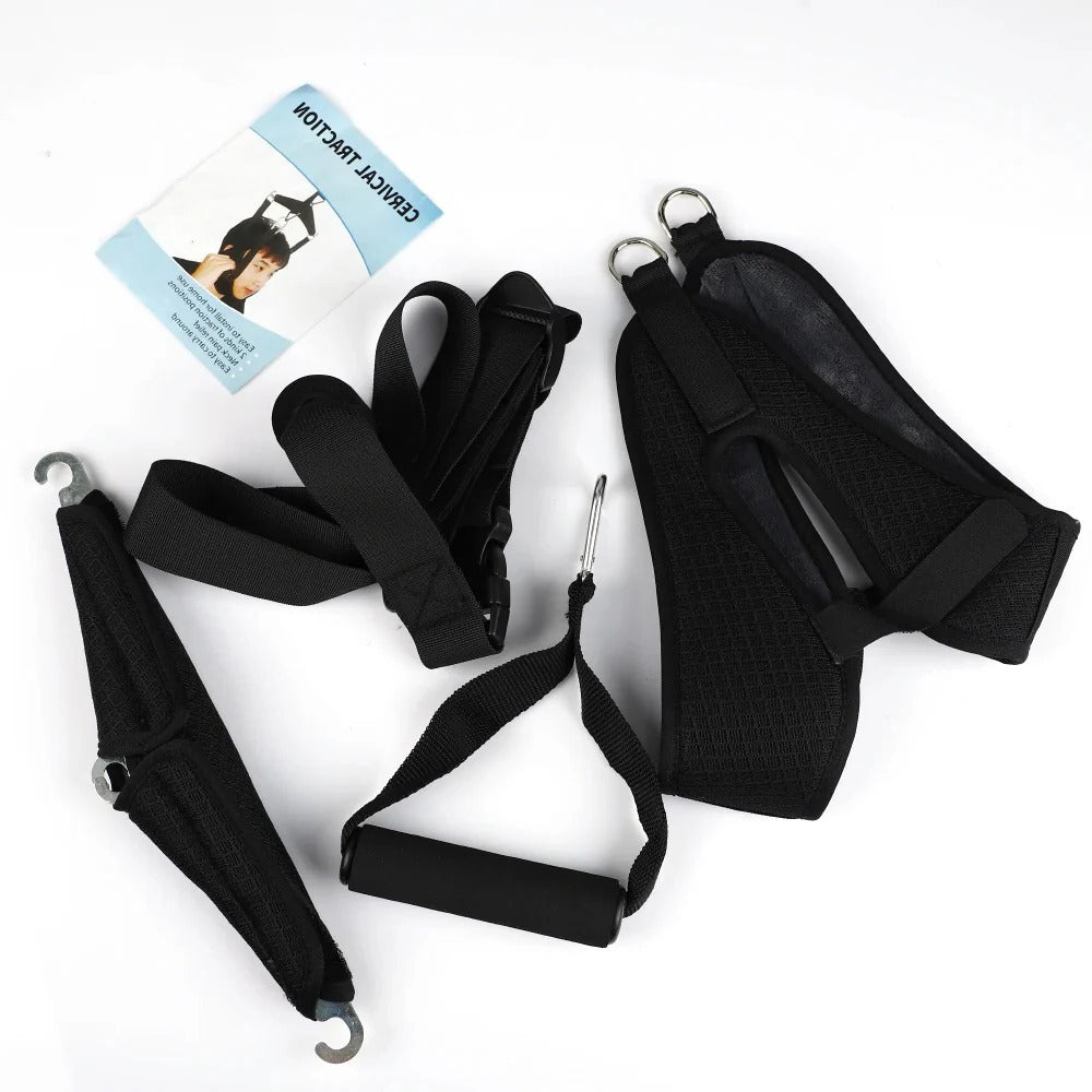 Neck Support Device with Adjustable Straps and Stretching Feature