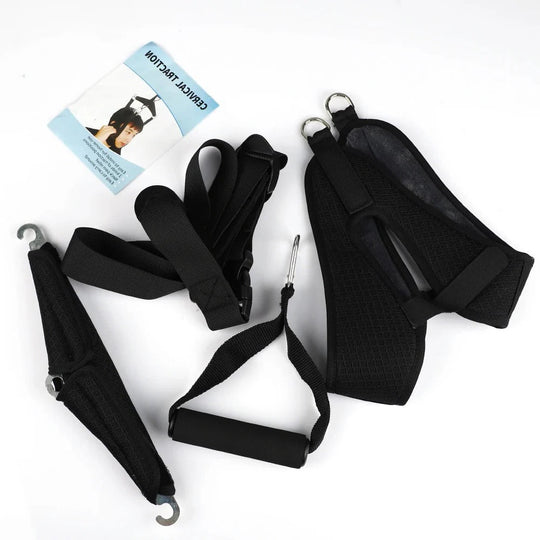 Neck Support Device with Adjustable Straps and Stretching Feature