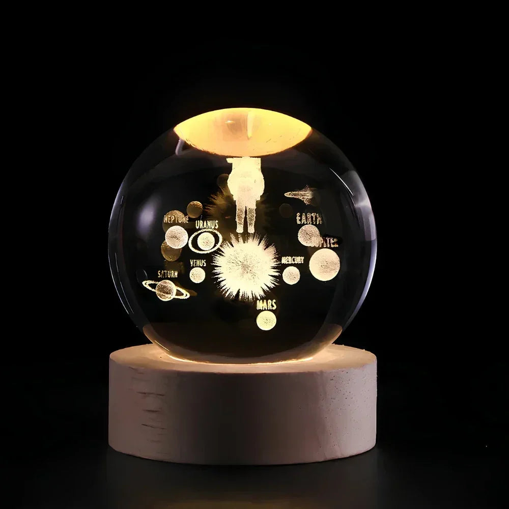 Night Light with 3D Crystal Design and USB Power