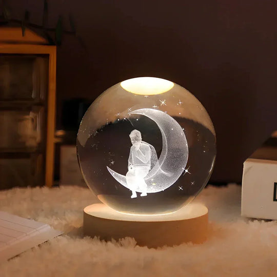 Night Light with 3D Crystal Design and USB Power