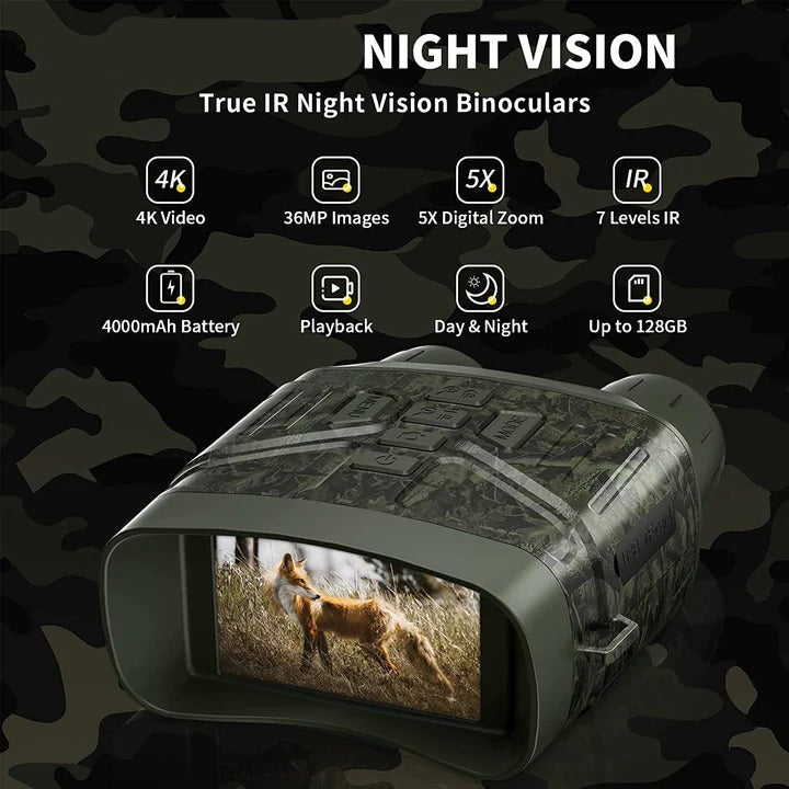 Night Vision Binoculars with Digital Zoom and Recording