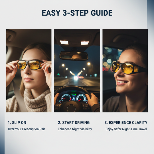 Night Vision Glasses with Anti-Glare and Over-Eyeglass Design
