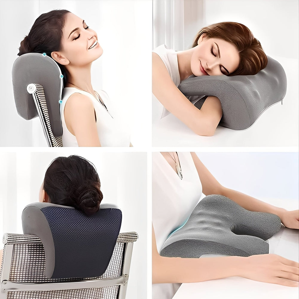 Office Chair Pillow with Adjustable Headrest and Removable Cover