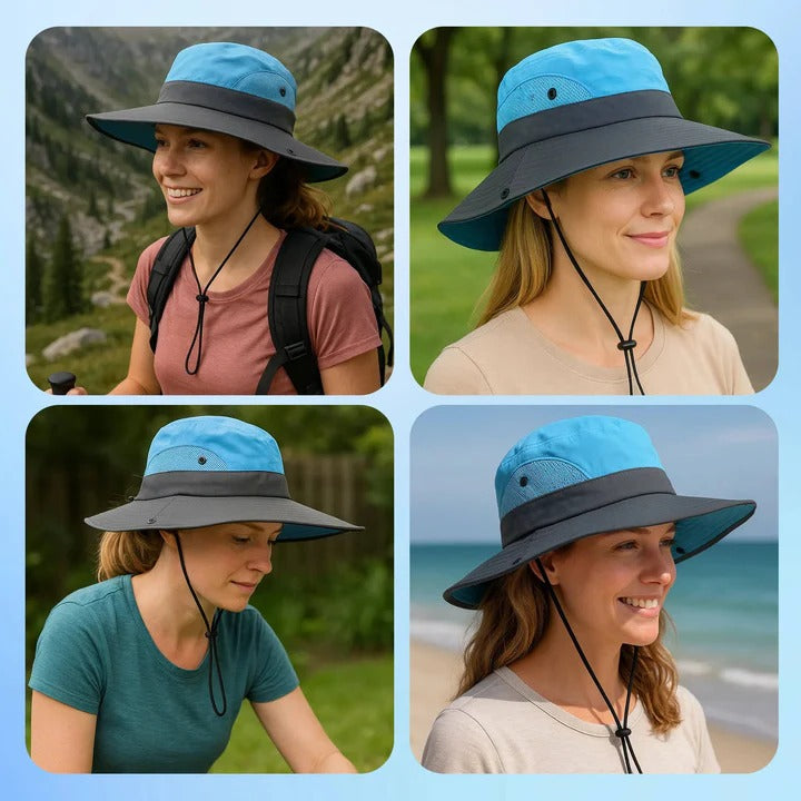 Outdoor Hat with Wide Brim and Adjustable Strap