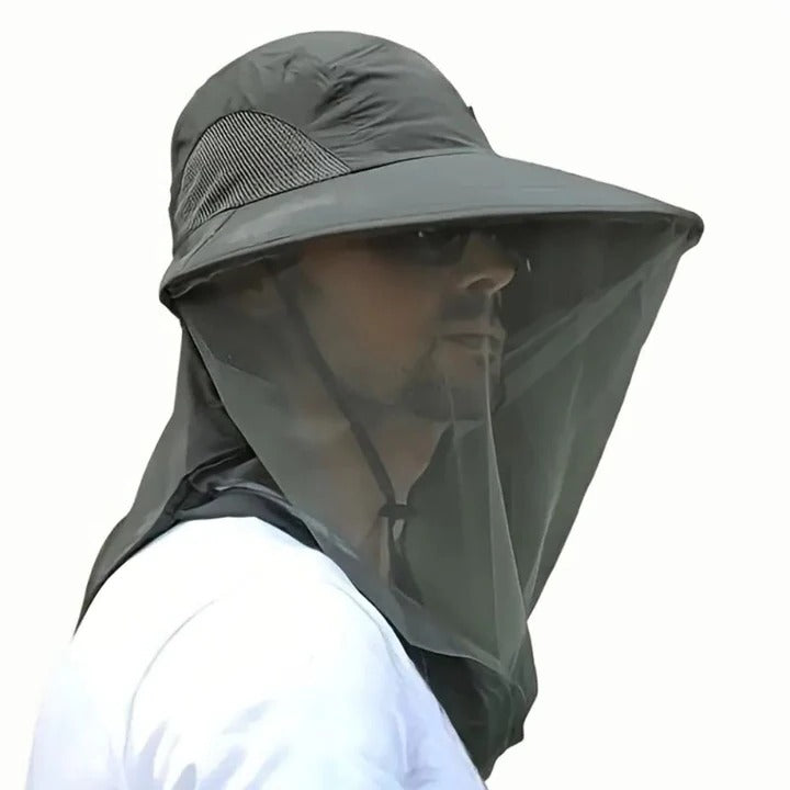 Outdoor Hat with Wide Brim and Mesh Netting
