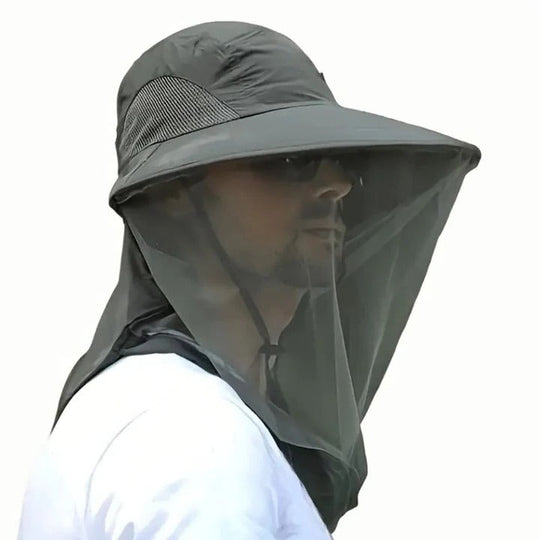 Outdoor Hat with Wide Brim and Mesh Netting