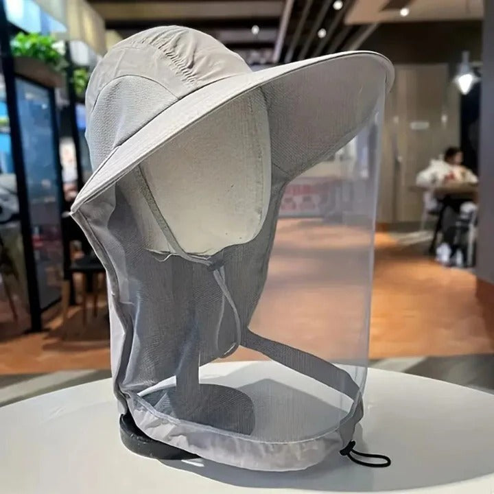 Outdoor Hat with Wide Brim and Mesh Netting
