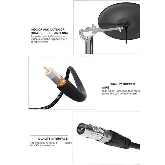Outdoor HDTV Antenna with Long-Range Reception and Signal Capture