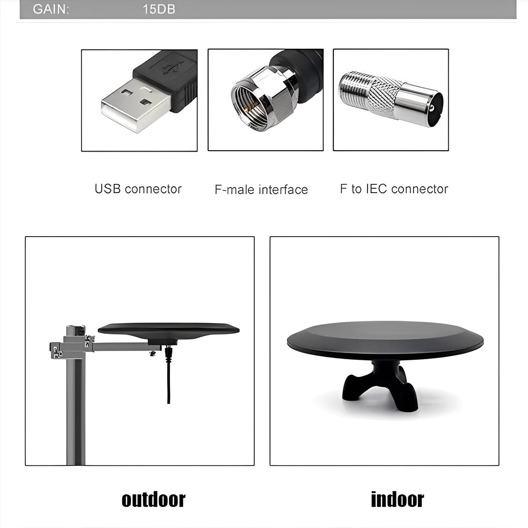 Outdoor HDTV Antenna with Long-Range Reception and Signal Capture