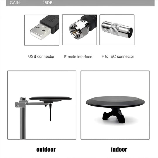 Outdoor HDTV Antenna with Long-Range Reception and Signal Capture