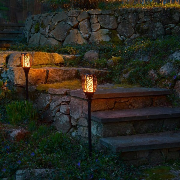 Outdoor Lighting with Solar Power and Flame Effect
