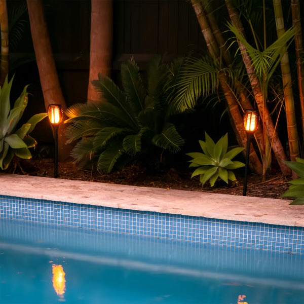 Outdoor Lighting with Solar Power and Flame Effect