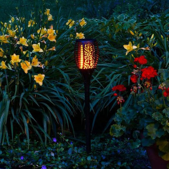 Outdoor Lighting with Solar Power and Flame Effect