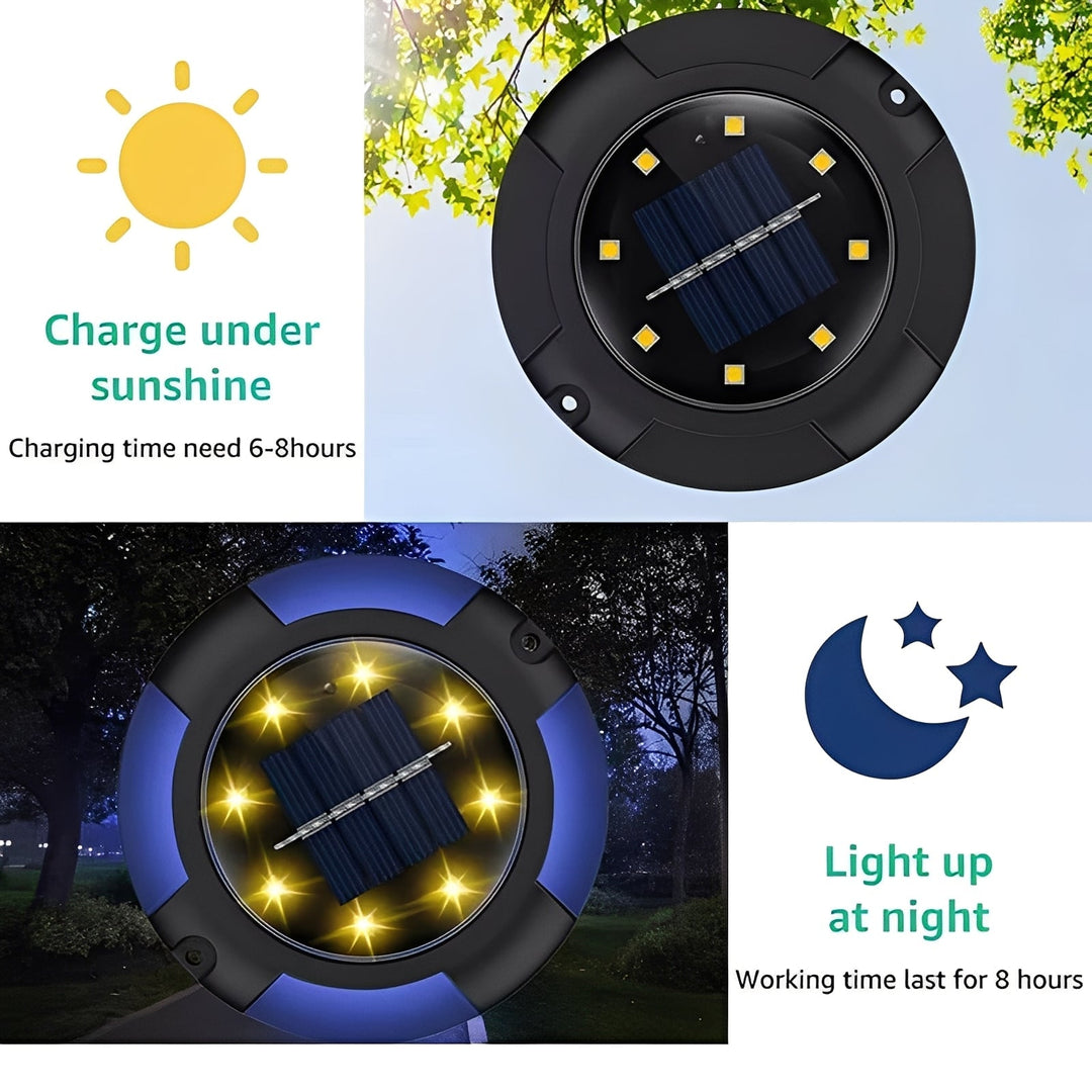 Outdoor Lights with Solar Power and Disk Design
