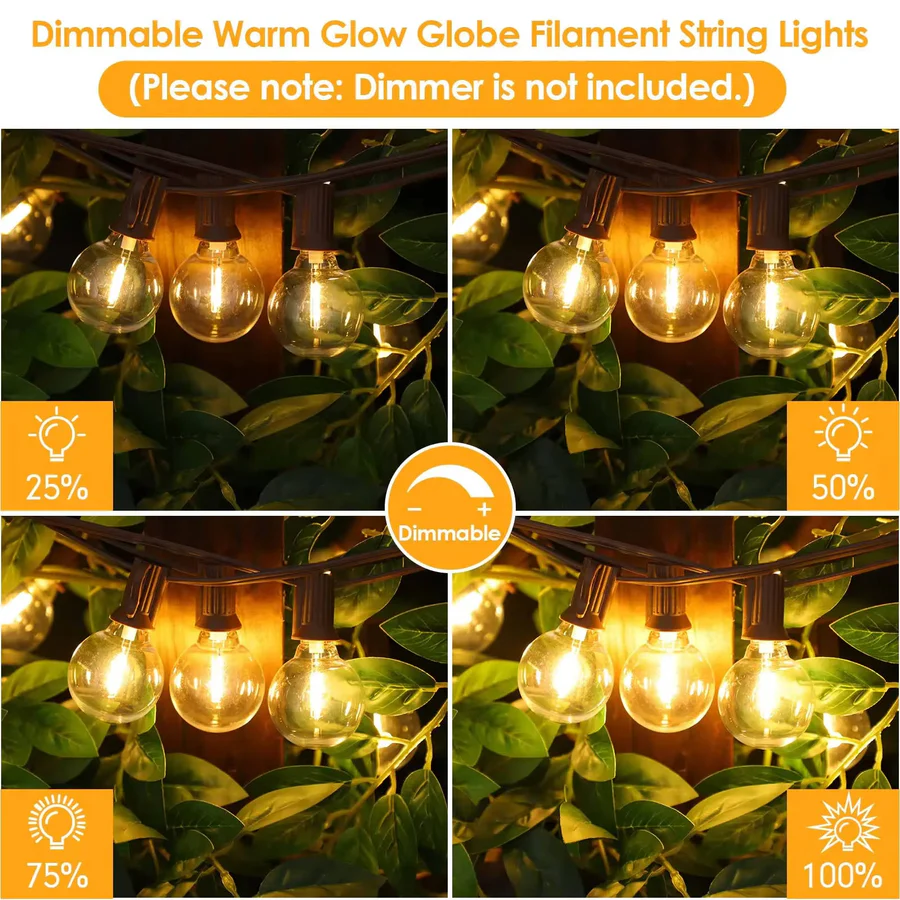 Outdoor String Lights with LED Bulbs and Weather Resistance