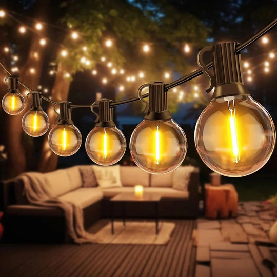 Outdoor String Lights with LED Bulbs and Weather Resistance