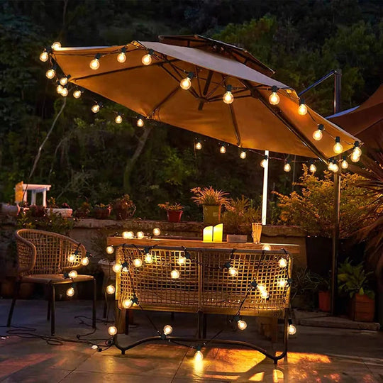 Outdoor String Lights with LED Bulbs and Weather Resistance