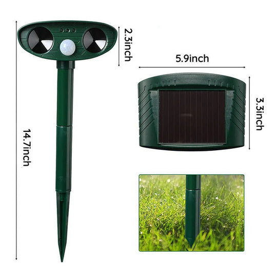 Outdoor Ultrasonic Animal Repeller with Solar Power and Motion Sensor
