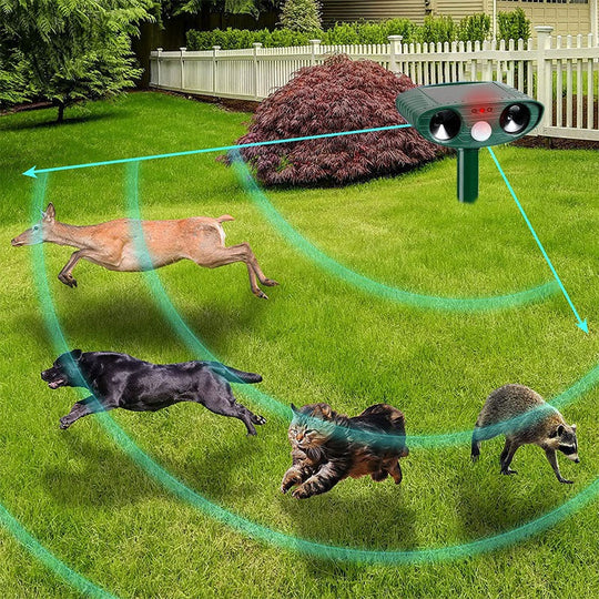 Outdoor Ultrasonic Animal Repeller with Solar Power and Motion Sensor