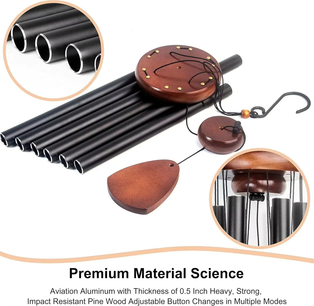 Outdoor Wind Chimes with Aluminum Tubes and Wood Details