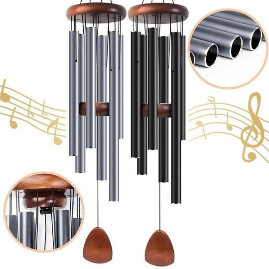 Outdoor Wind Chimes with Aluminum Tubes and Wood Details