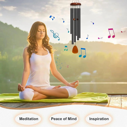 Outdoor Wind Chimes with Aluminum Tubes and Wood Details