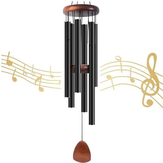 Outdoor Wind Chimes with Aluminum Tubes and Wood Details