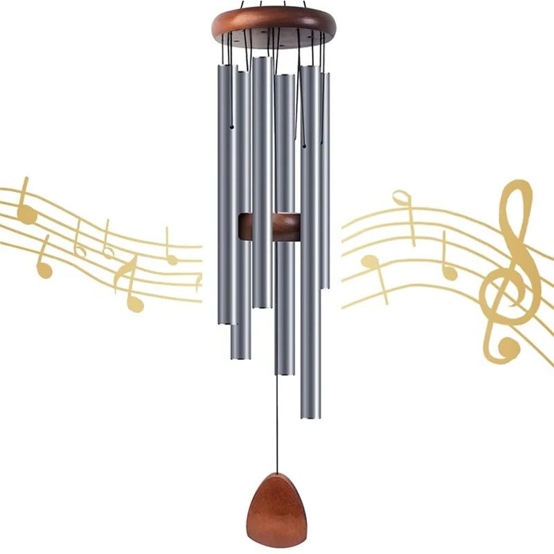 Outdoor Wind Chimes with Aluminum Tubes and Wood Details