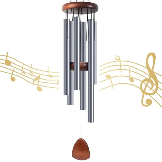 Outdoor Wind Chimes with Aluminum Tubes and Wood Details