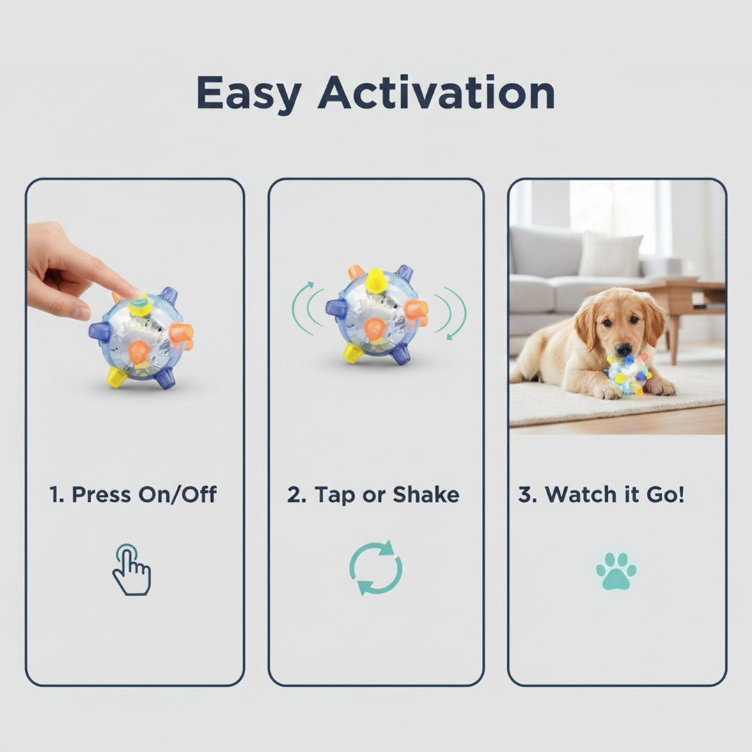 Dog Toy with Interactive Movement and Light Feature
