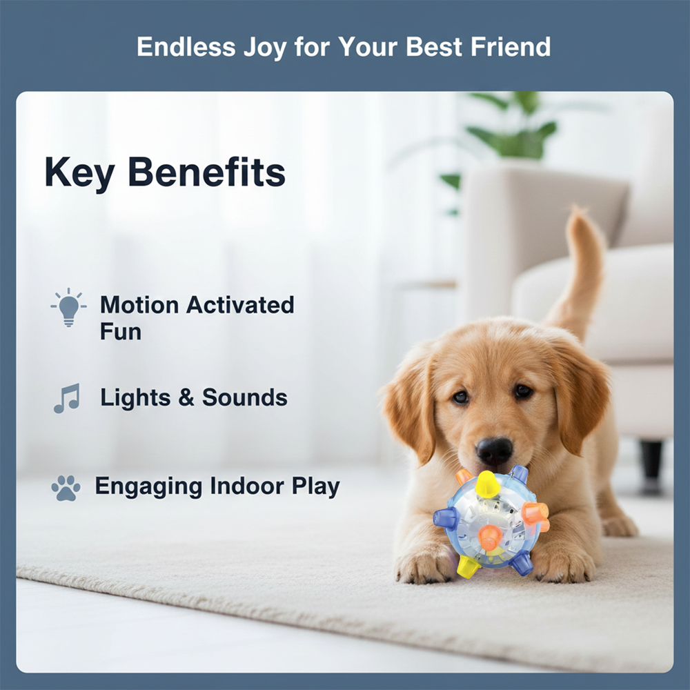 Dog Toy with Interactive Movement and Light Feature