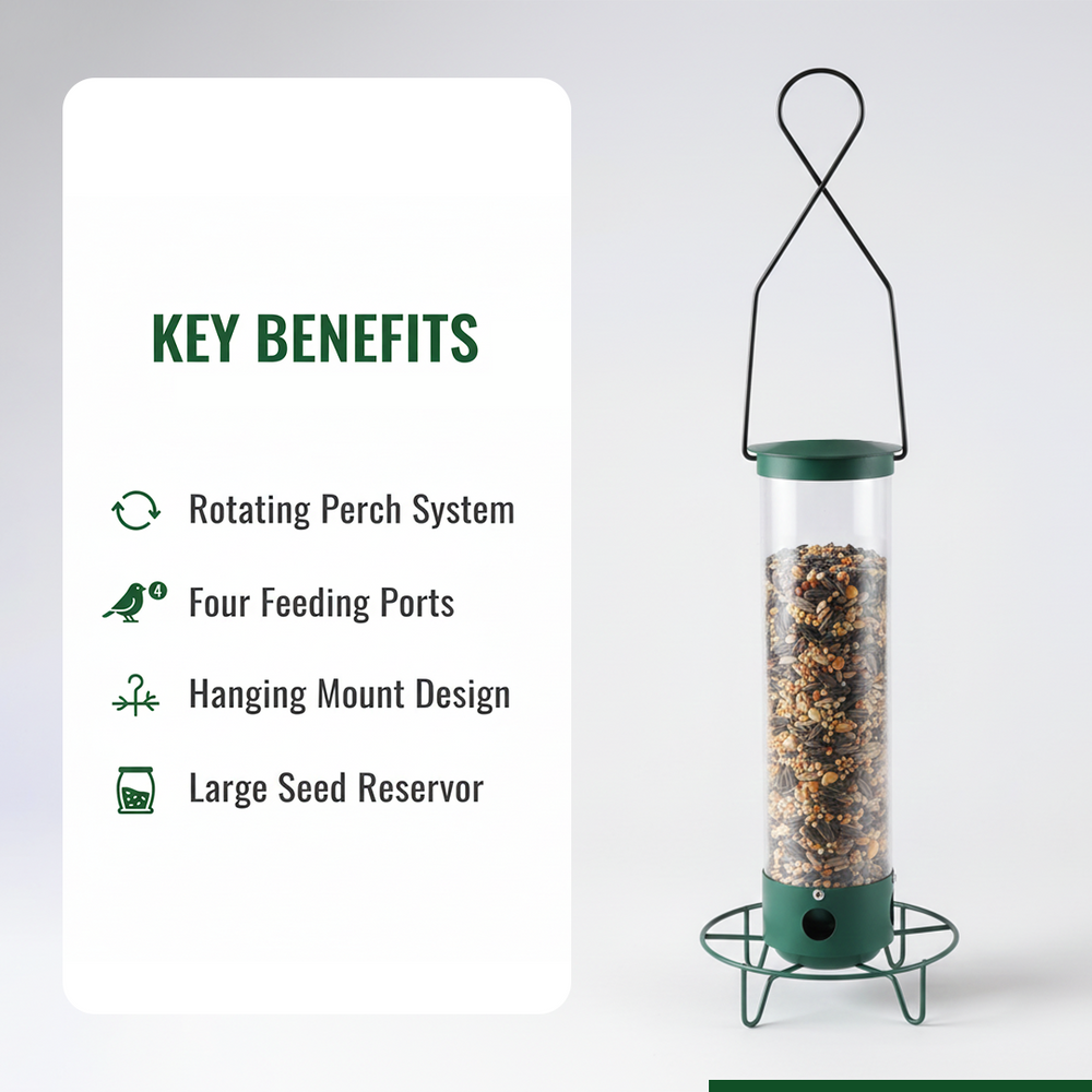 Bird Feeder with Squirrel Resistance and Hanging Mount