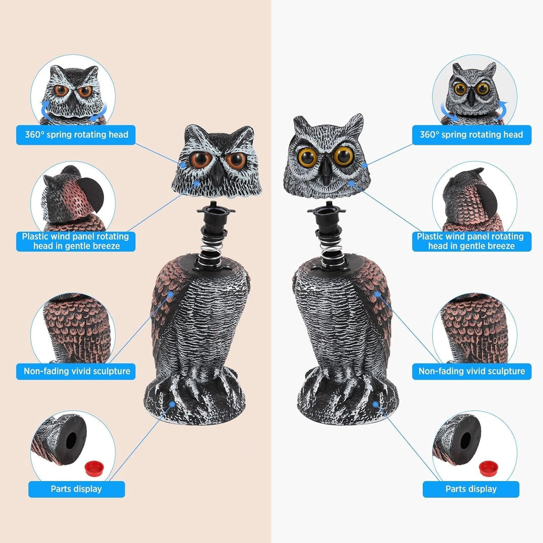 Owl Decoy with Rotating Head and Wind Activation