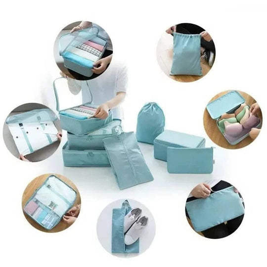 Packing Cube Set with Mesh Panels and Storage Bags