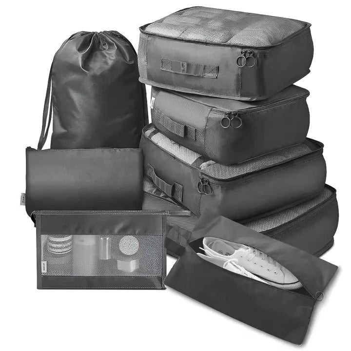 Packing Cube Set with Mesh Panels and Storage Bags