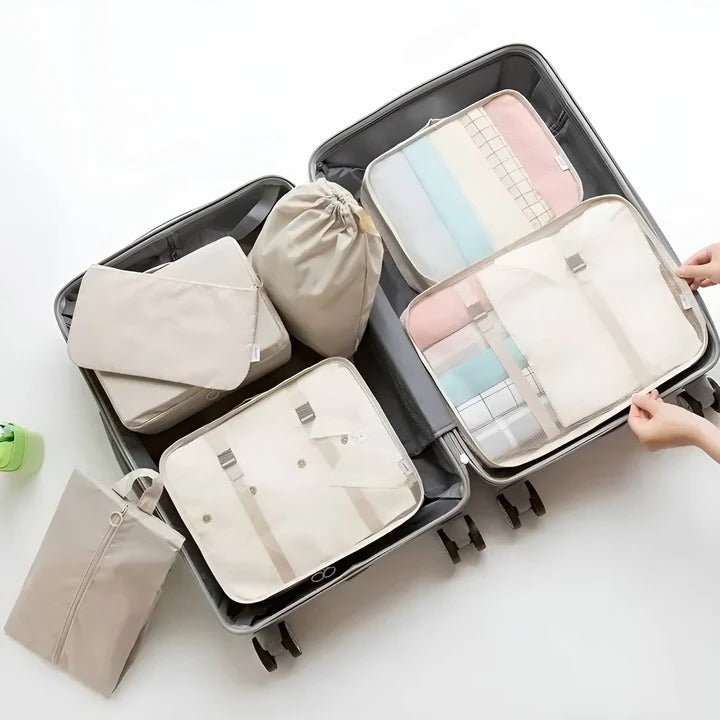 Packing Cube Set with Mesh Panels and Storage Bags