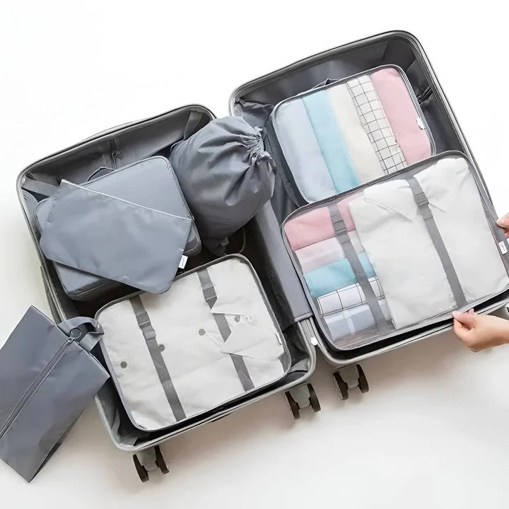 Packing Cube Set with Mesh Panels and Storage Bags