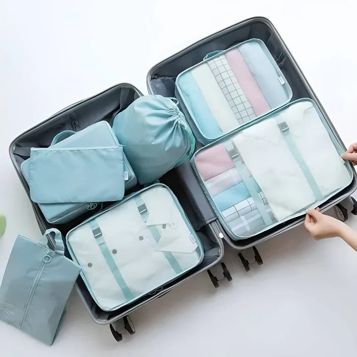 Packing Cube Set with Mesh Panels and Storage Bags