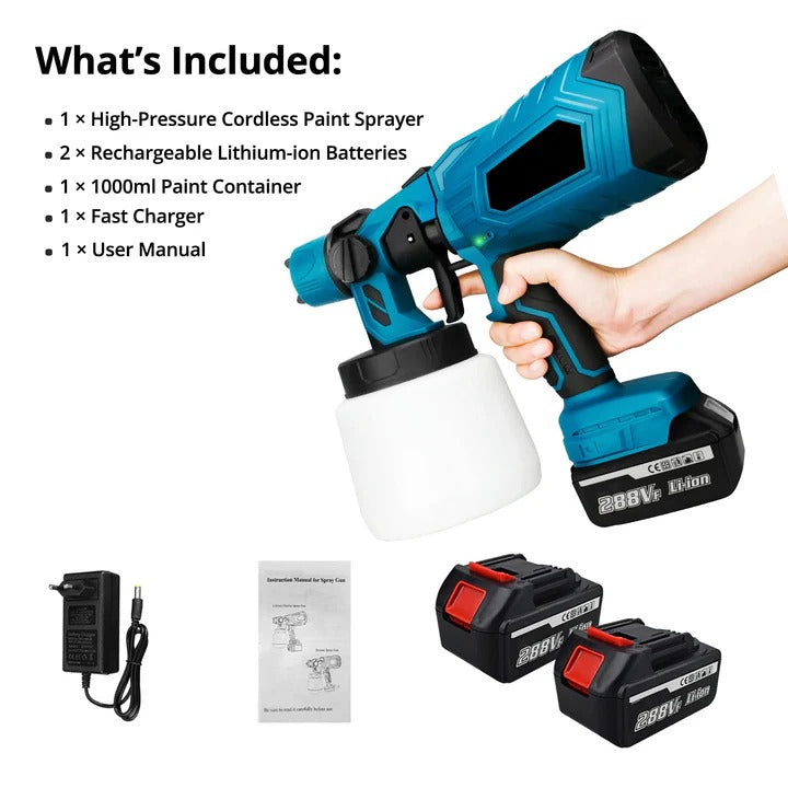 Paint Sprayer with Cordless Design and Adjustable Settings