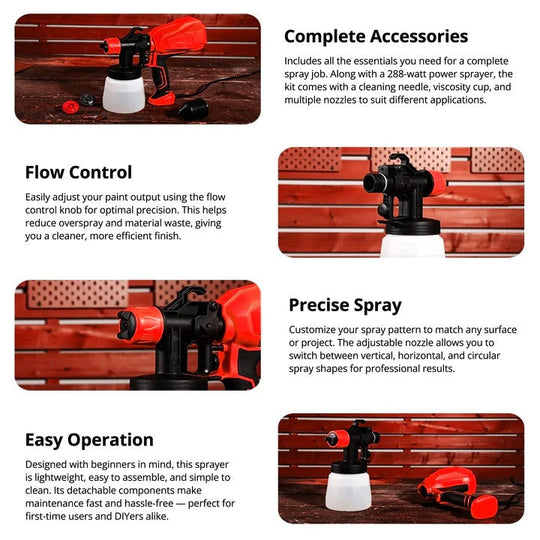 Paint Sprayer with Cordless Design and Adjustable Settings