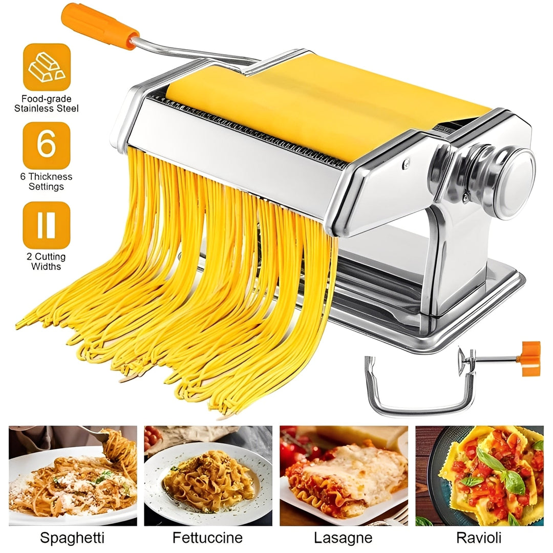 Pasta Maker with Stainless Steel Design and Adjustable Thickness