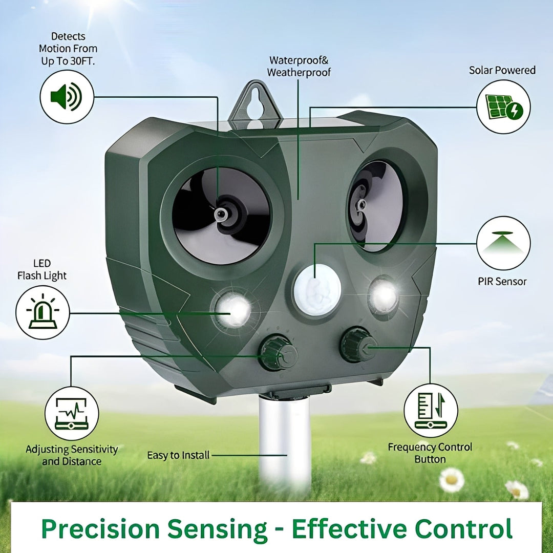 Pest Control Device with Ultrasonic Sound and Motion Sensor