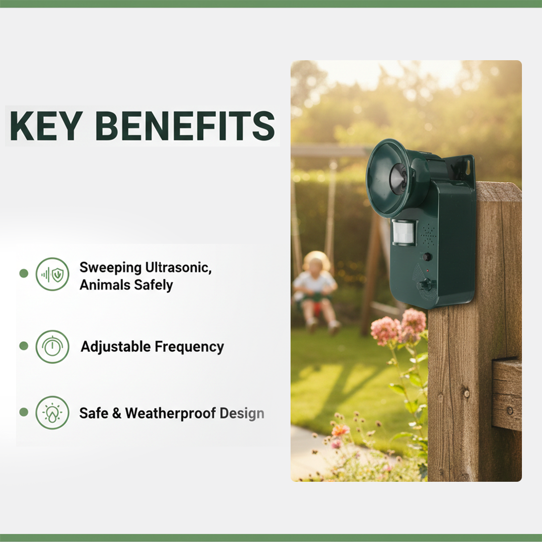 Pest Repeller with Ultrasonic Sound and Motion Detection