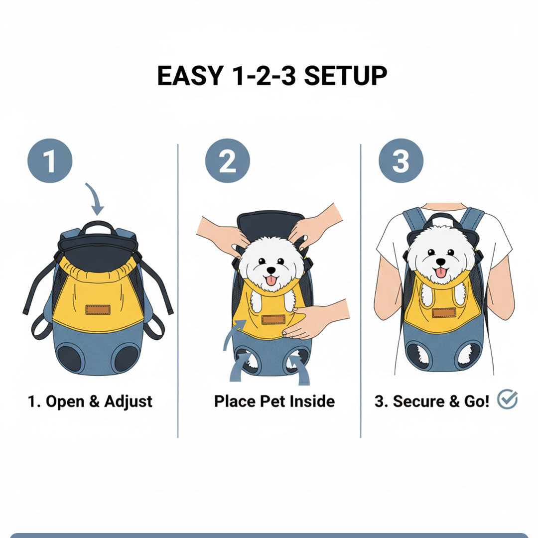 Pet Backpack with Hands-Free Design and Secure Fit