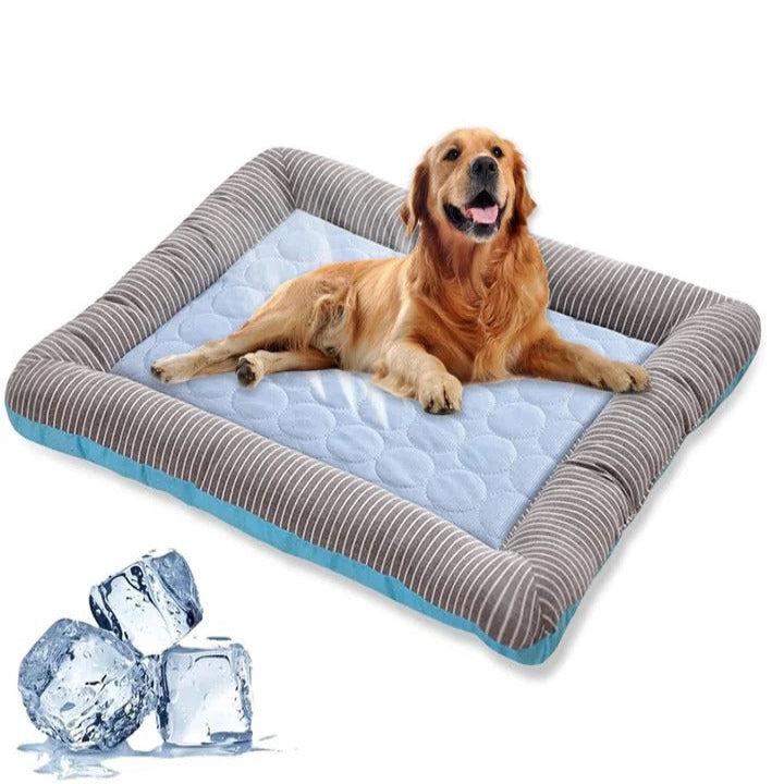 Pet Bed Mat with Cooling Ice Silk and Soft Cotton