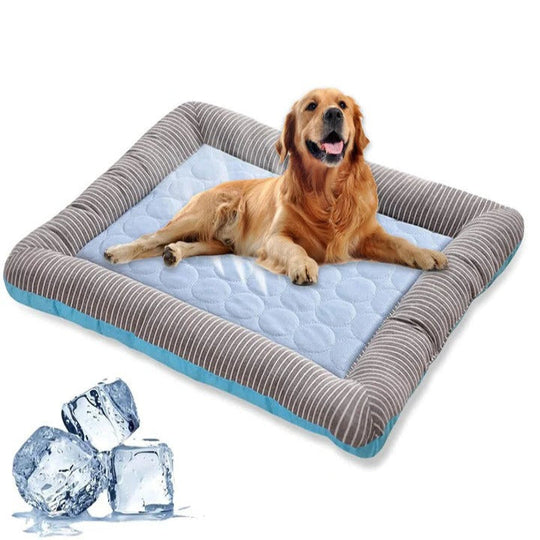 Pet Bed Mat with Cooling Ice Silk and Soft Cotton