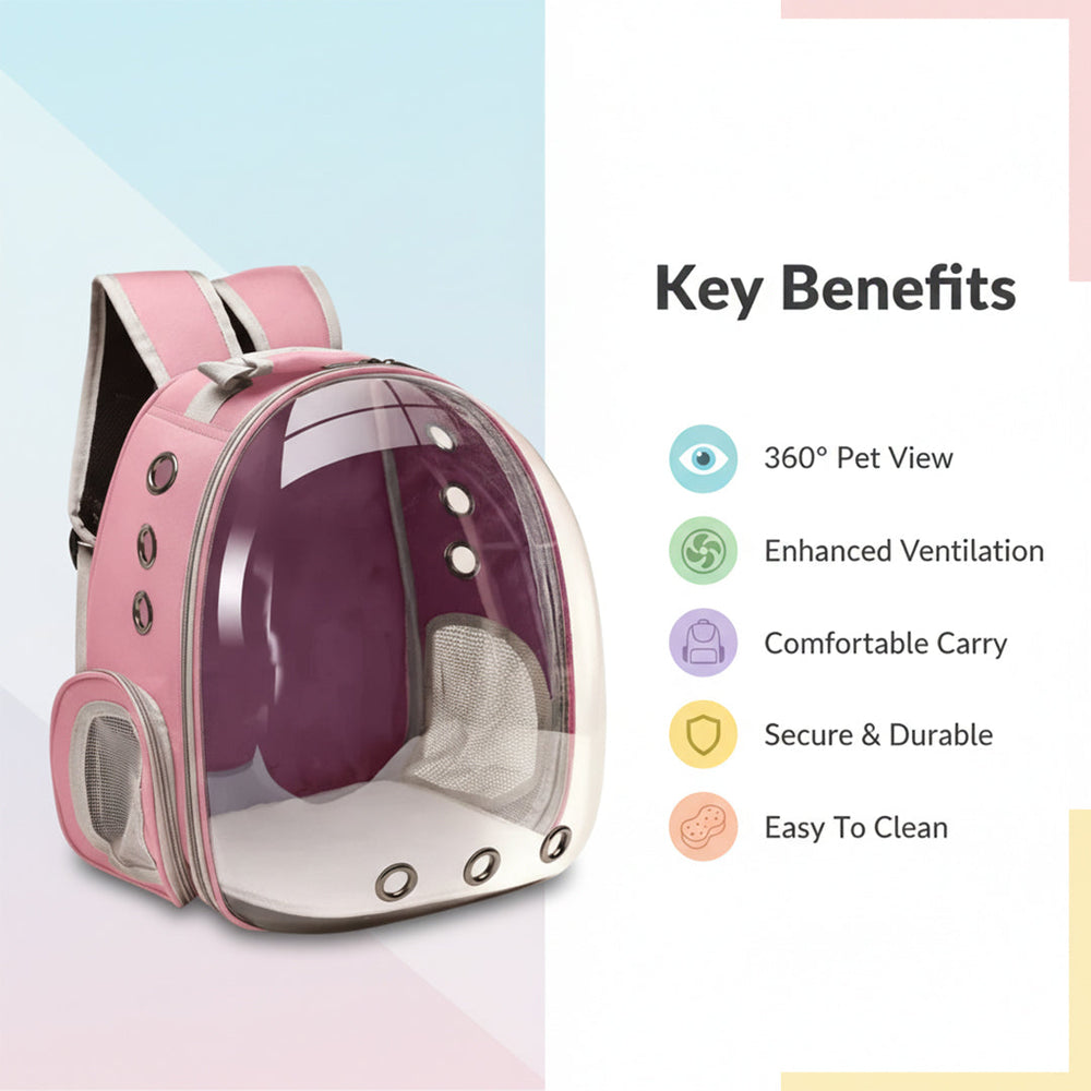 Pet Carrier with 360° View and Secure Design