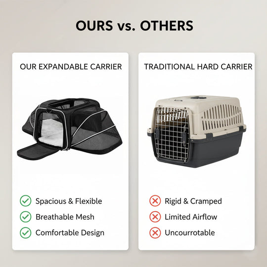 Pet Carrier with Expandable Design and Mesh Ventilation