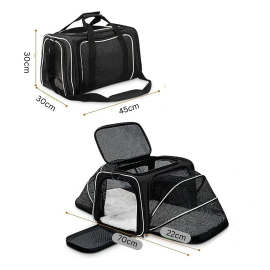 Pet Carrier with Expandable Design and Mesh Ventilation