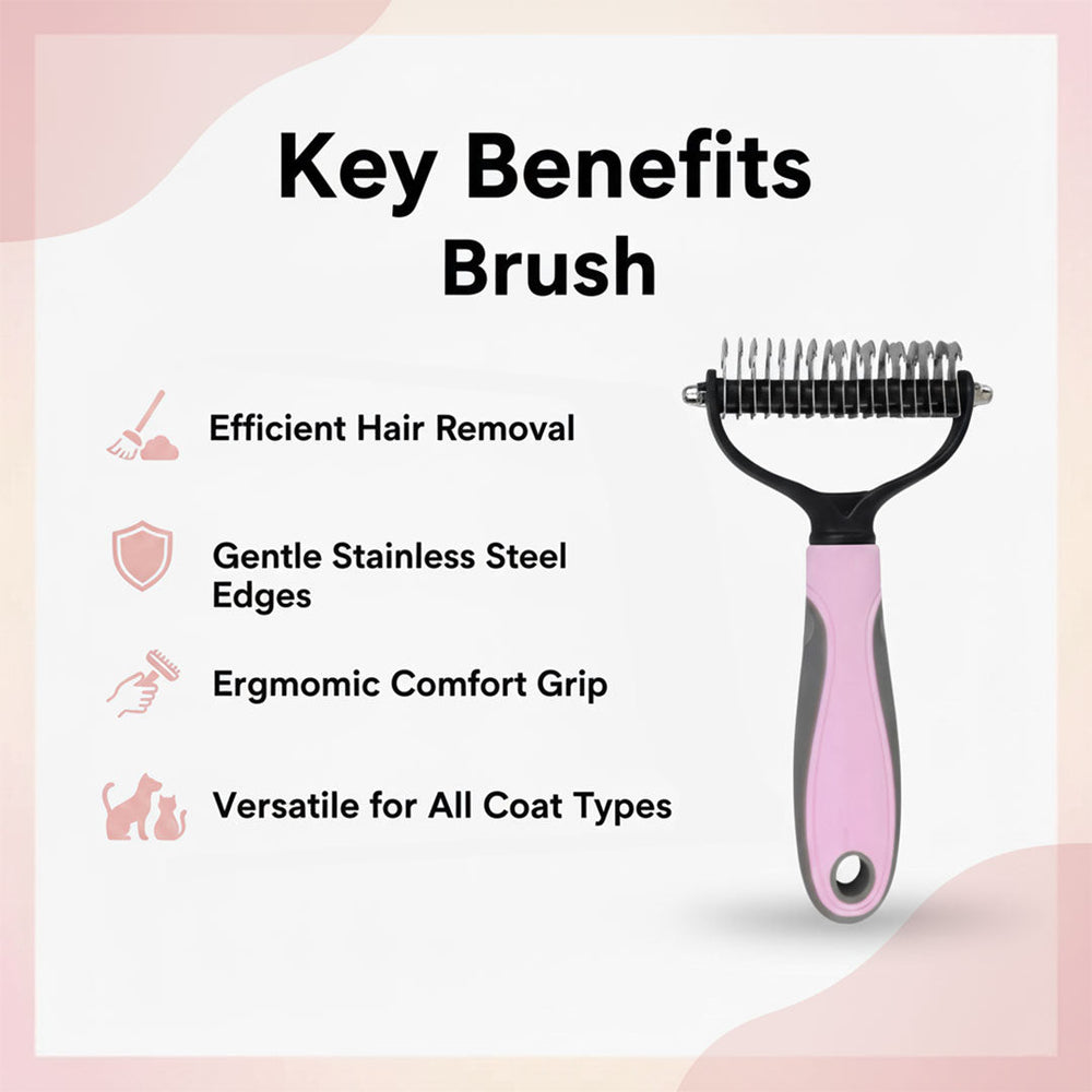 Pet Grooming Brush with Deshedding and Gentle Bristles